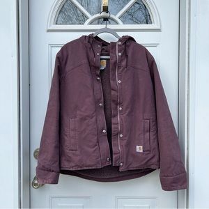 Rare Women’s Carhartt Snap & Zip front duck Sherpa lined Canvas jacket | Small